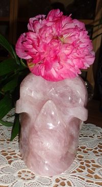 großer Rosenquarz Kristallschädel aus Brasilien 2,6 kg