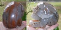 Singender orangefarbener Quarz Kristallschädel aus Brasilien ca. 640 g