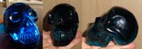 blauer Obsidian Kristallschädel 360 g klar