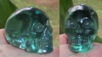 kleiner grünblauer Obsidian Kristallschädel 35 g