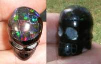 Obsidian mit Matrix Opal Kristallschädel 10 g