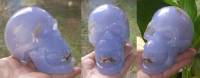 großer blauer Chalcedon Chalzedon Kristallschädel 740 g