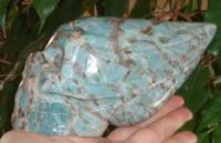 Brasilianischer Amazonit Traveler Kristallschädel 1,1 kg