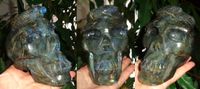 Labradorit Kristallschädel mit zwei Schlangen 1,18 kg